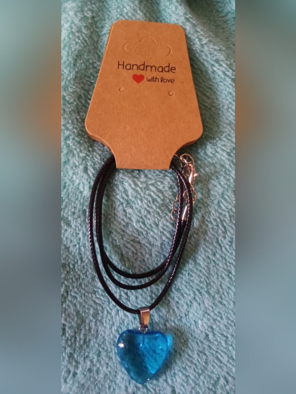 Handmade Light Blue Heart Pendant Necklace for Women - Handmade